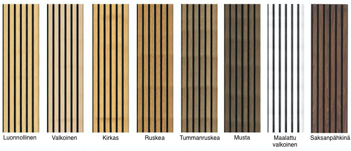 Akustisten puupaneelien värit