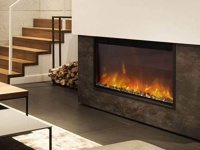 one sided built-in electric fireplace