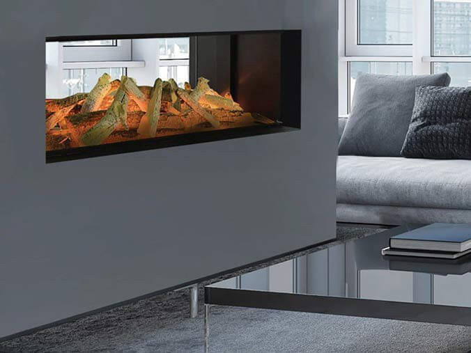 one sided built-in electric fireplace