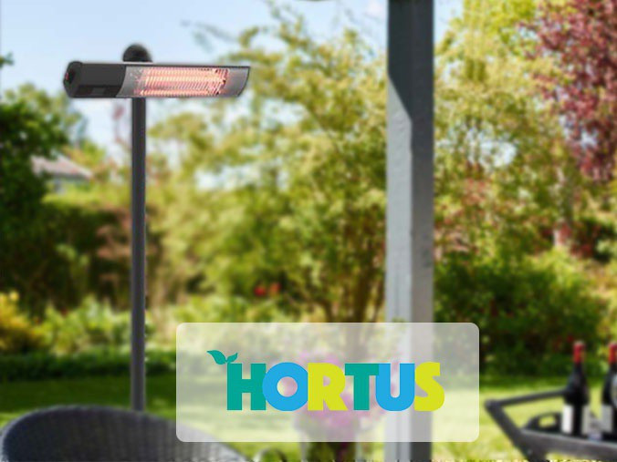 HORTUS patio heater in a garden