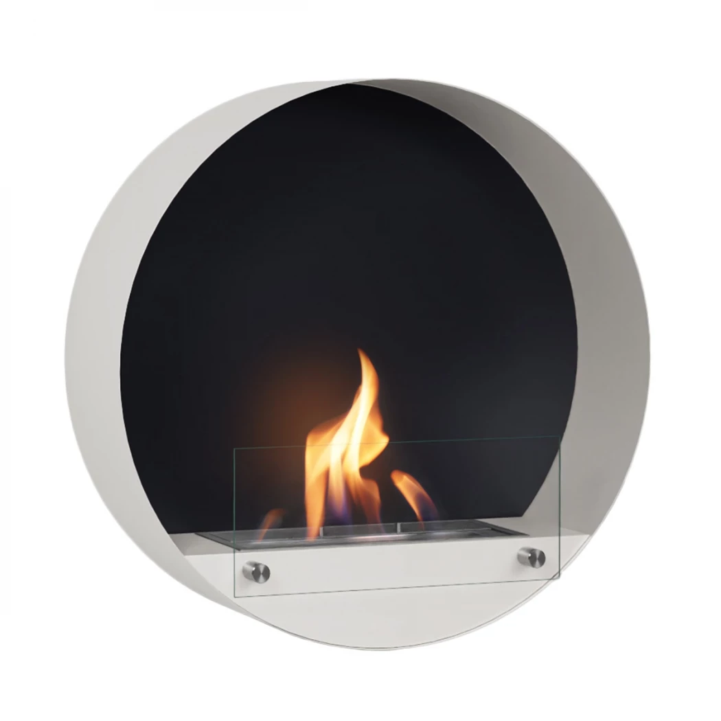Delaware Valkoinen - pyöreä biotakka seinään ScandiFlames | Biotakka-shop.fi | Seinään kiinnitettävä bioetanolitakka
