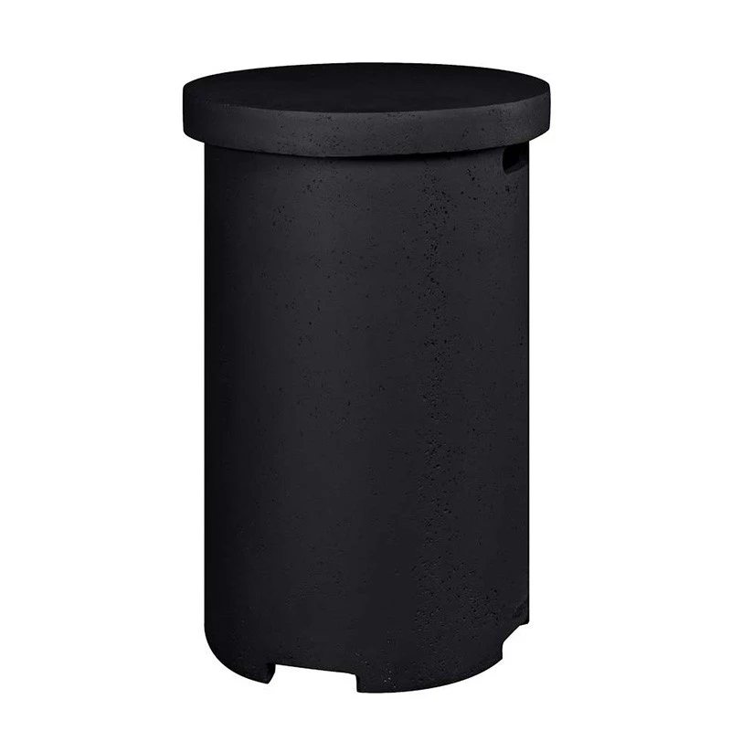 Enclosure pyöreä musta sivupöytä kaasutakalle  | Biotakka-shop.fi | Kaasupullonsuoja