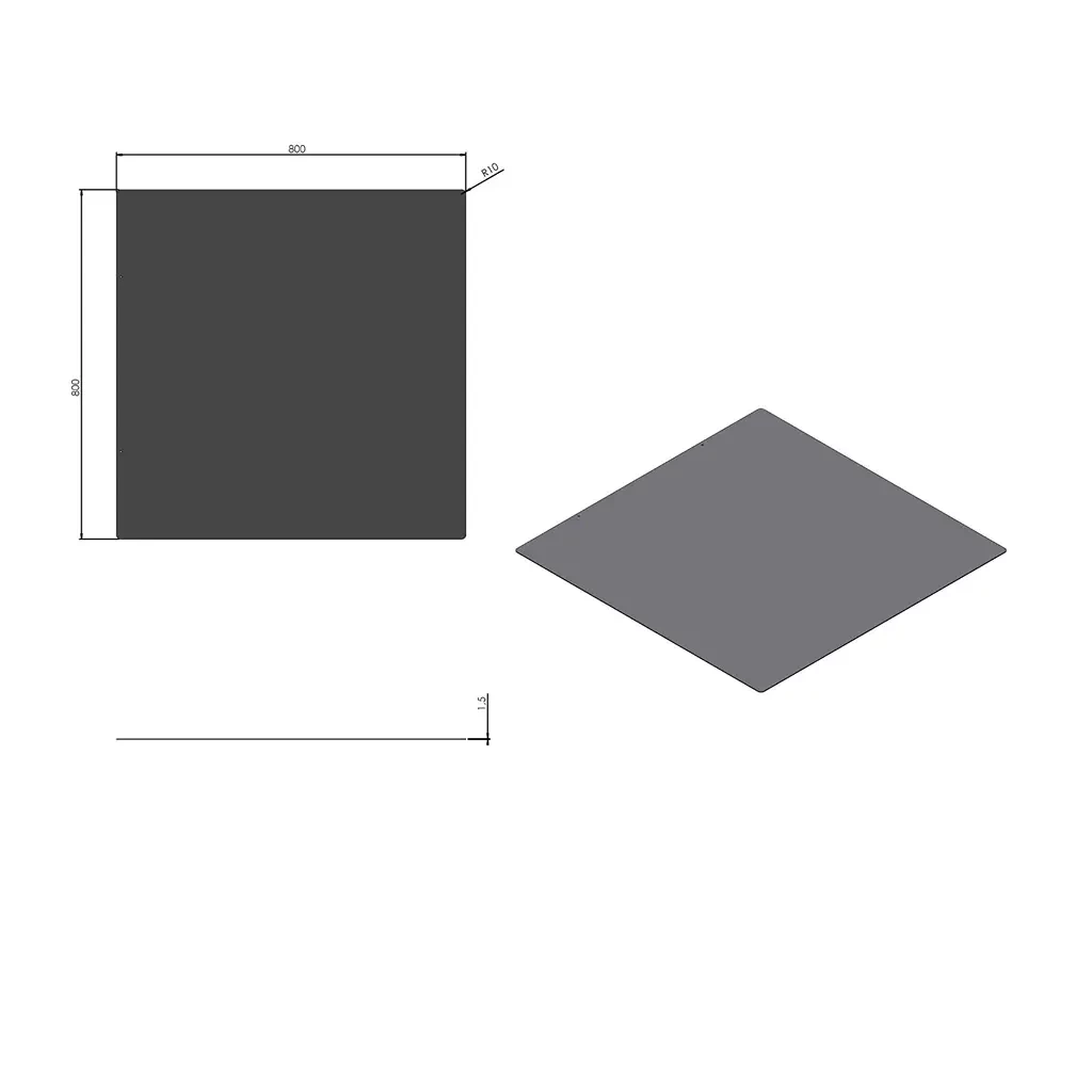 Neliönmuotoinen lattialevy teräksestä – 80 x 80 cm Termatech | Biotakka-shop.fi | Biotakka tarvikkeet